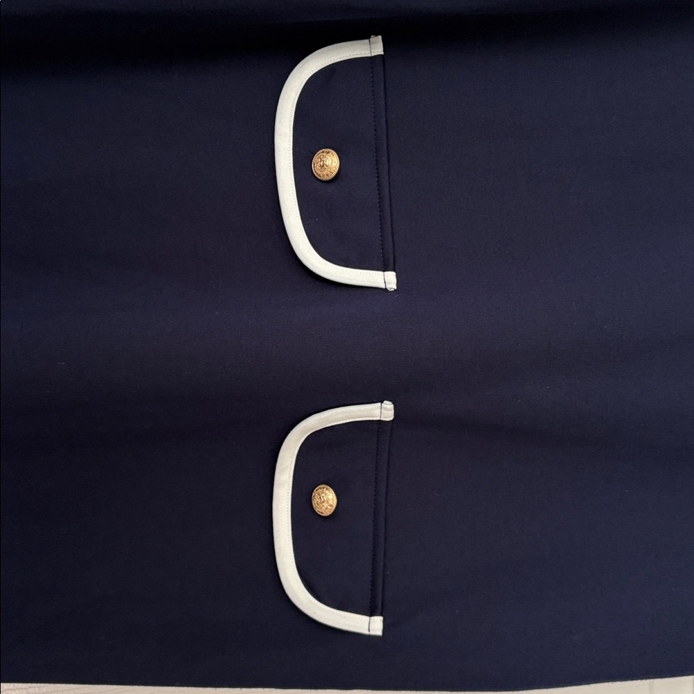 Isaac Mizrahi Navy Shift Dress with White Trim - Picture 12 of 12